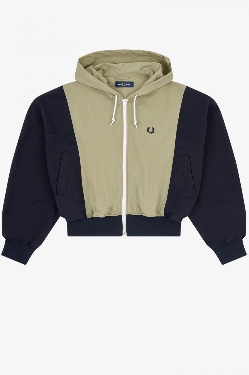 Olive Fred Perry Woven Hooded Track Women's Jackets | PH 1918JPQJ